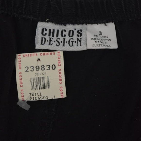 Chicos Design Womens Pants Chicos 3 Size XL 16 Black Cotton Twill Elastic Waist - Picture 5 of 6